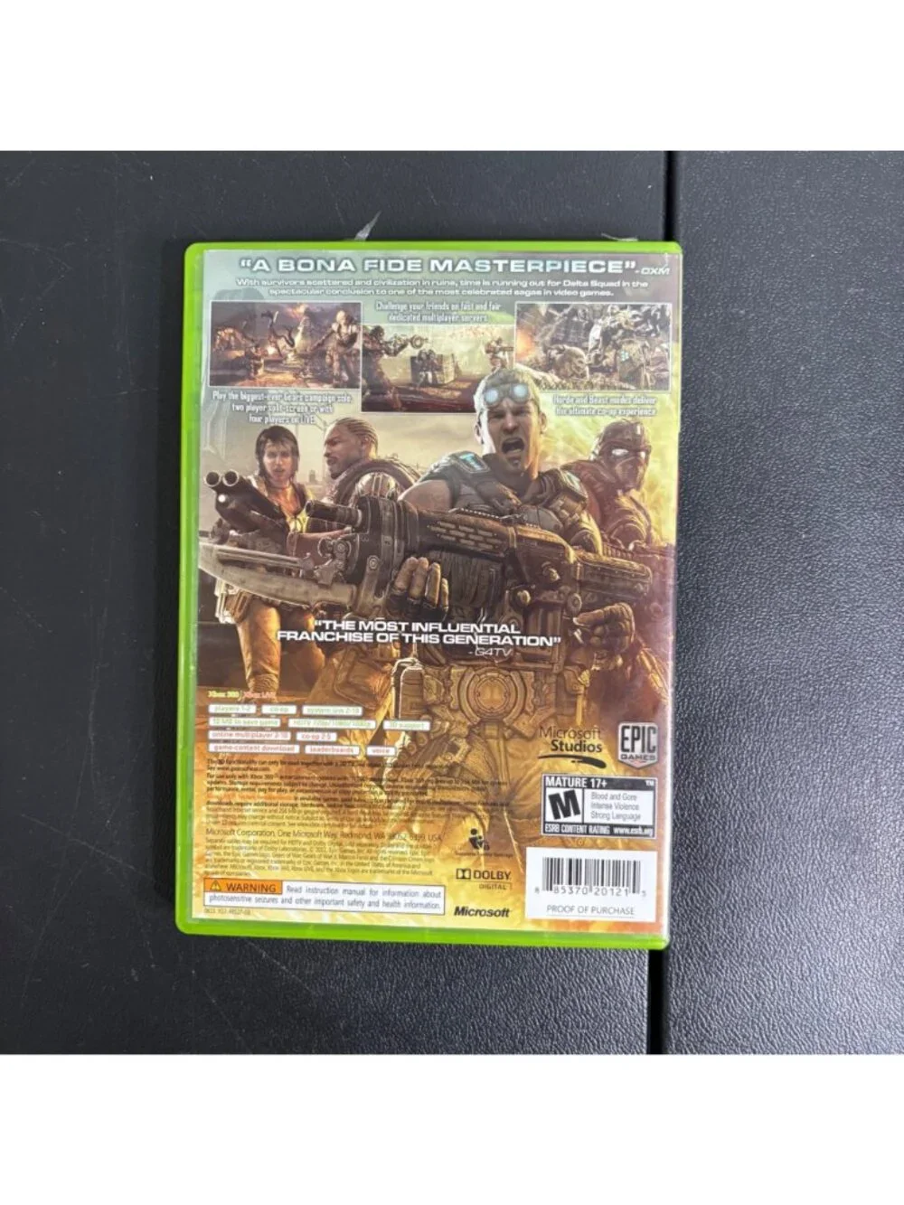 Gears Of War 3 Xbox 360 Video Game Complete With Case Disc & Sticker Sheet - Epi